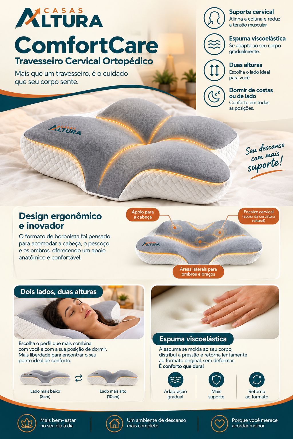 Travesseiro ComfortCare em destaque